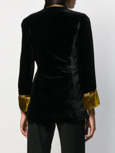 Shop Etro Tie Front Velvet Jacket In Black