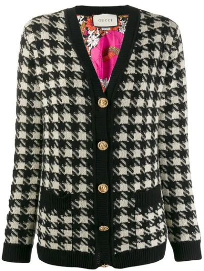 HOUNDSTOOTH BUTTONED CARDIGAN