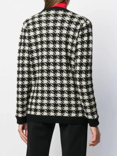 Shop Gucci Houndstooth Buttoned Cardigan In 9207 White Black