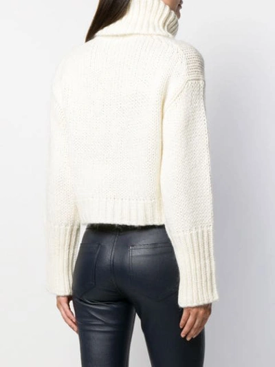 Shop Moncler Intarsia M Cropped Sweater In White