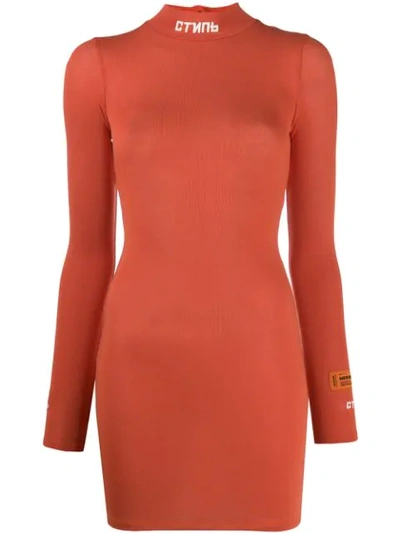 Shop Heron Preston Stretch Jersey Dress In Orange