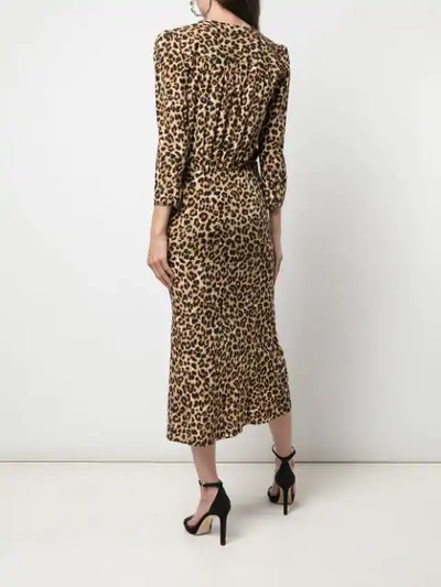 Shop Veronica Beard Ruched Leopard Print Dress In Brown