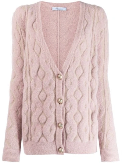 Shop Blumarine Textured Pattern Cardigan In Pink