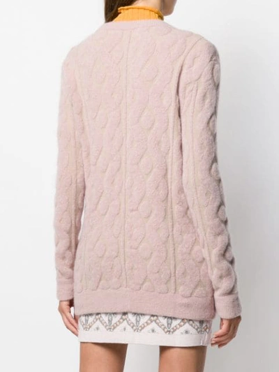 Shop Blumarine Textured Pattern Cardigan In Pink