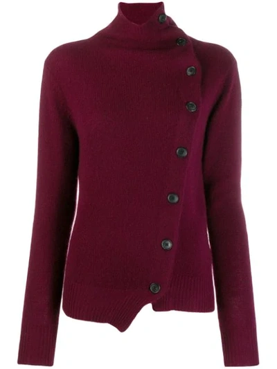 Shop Isabel Marant Asymmetric Cashmere Cardigan In Burgundy