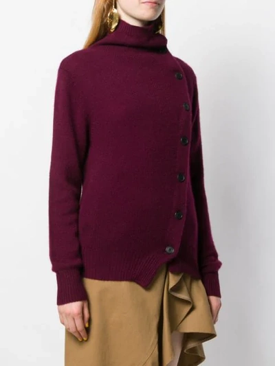 Shop Isabel Marant Asymmetric Cashmere Cardigan In Burgundy