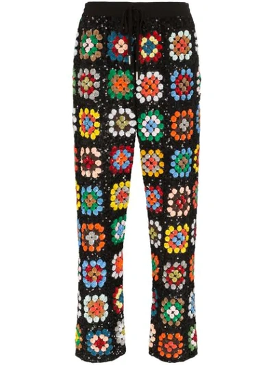 Shop Ashish Patchwork Crochet Track Pants In Multicoloured