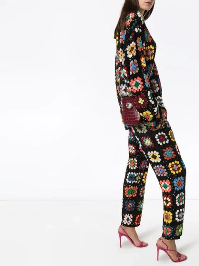 Shop Ashish Patchwork Crochet Track Pants In Multicoloured