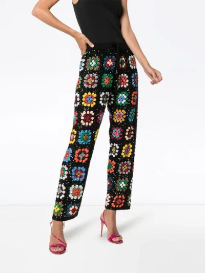 Shop Ashish Patchwork Crochet Track Pants In Multicoloured