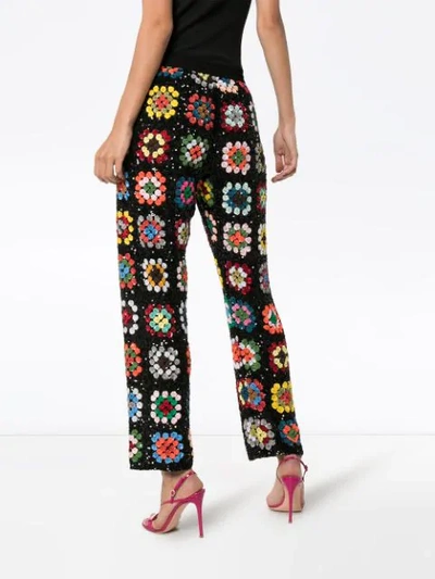 Shop Ashish Patchwork Crochet Track Pants In Multicoloured