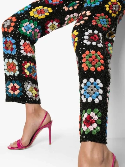 Shop Ashish Patchwork Crochet Track Pants In Multicoloured