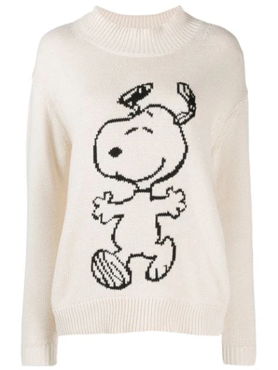 Shop Chinti & Parker Roll Neck Snoopy Jumper In Neutrals