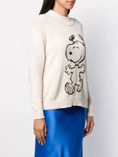 Shop Chinti & Parker Roll Neck Snoopy Jumper In Neutrals