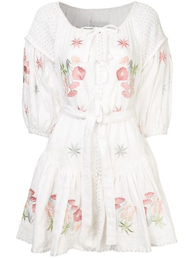 Shop Innika Choo Embroidery Flowers Dress - White