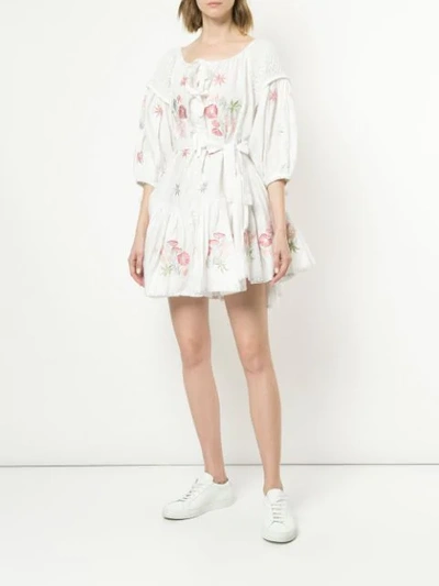 Shop Innika Choo Embroidery Flowers Dress - White