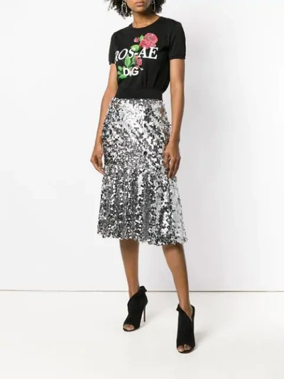 Shop Dolce & Gabbana Metallic Flared Midi Skirt