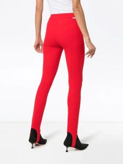 Shop Moncler Stirrup Skinny-fit Trousers In Red