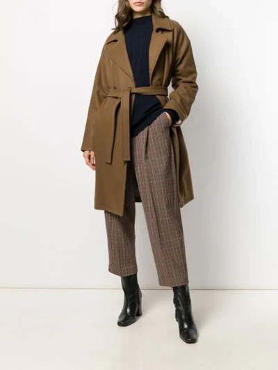 Shop Apc Trench Coat In Cac Marron Glace