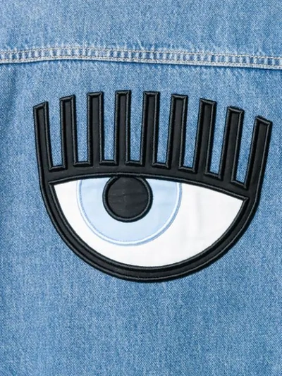 Shop Chiara Ferragni Logo Embroidered Denim Jacket In Blue