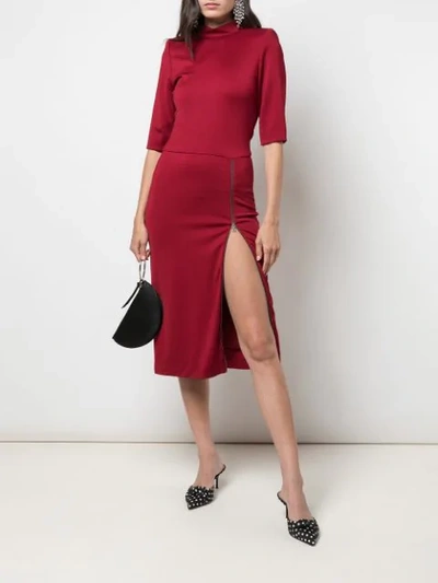 Shop Alice And Olivia Inka Side Slit Dress In Red