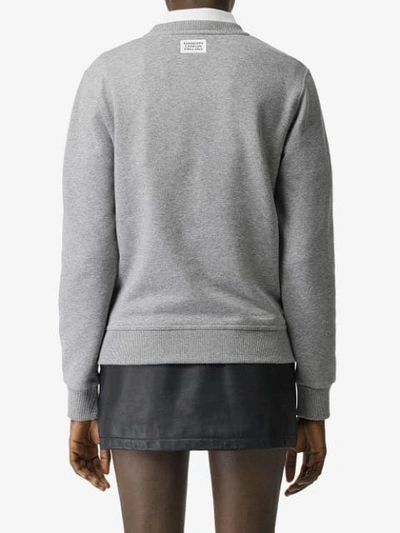 Shop Burberry Quote Print Cotton Sweatshirt In Grey
