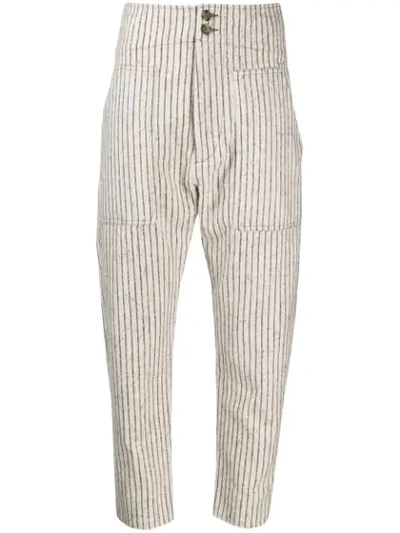 Shop Isabel Marant Étoile Striped Cropped Trousers In Neutrals