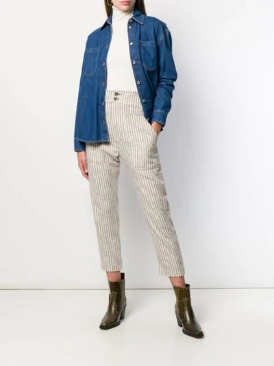 Shop Isabel Marant Étoile Striped Cropped Trousers In Neutrals