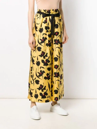 Shop Alysi Floral-print Wide-leg Trousers In Ambra
