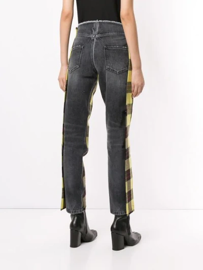 Shop Ben Taverniti Unravel Project Cropped Contrast Denim Trousers In Grey