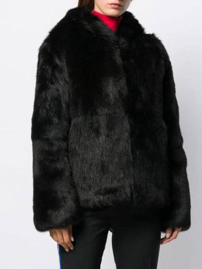 Shop Givenchy Oversized Shearling Coat In Black