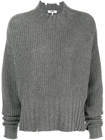 Msgm High Neck Knit Sweater - Grey | ModeSens