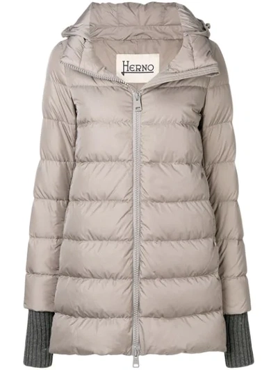 Shop Herno Hooded Puffer Jacket In Grey