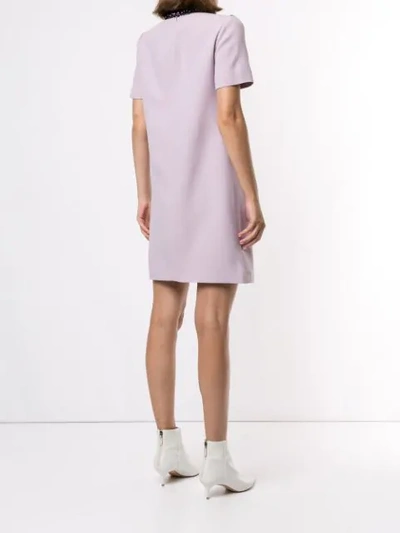Shop Andrew Gn Rhinestone Shift Dress In Lilac