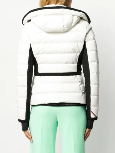 Shop Moncler Fur Trim Hooded Padded Jacket In White