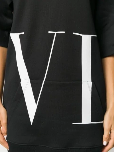 Shop Valentino Vltn Lace-trimmed Sweatshirt Dress In Black