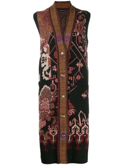 Shop Etro Embroidered Sleeveless Cardigan In 1 Multicolor