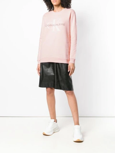 Shop Ck Jeans Calvin Klein Jeans Crew-neck Logo Sweatshirt - Pink