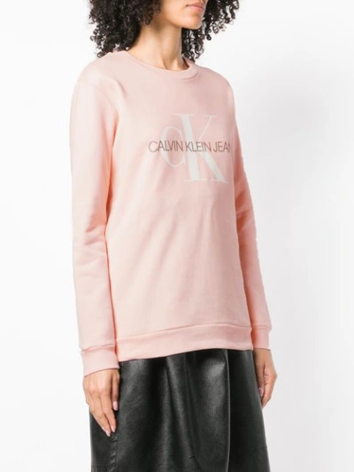 Shop Ck Jeans Calvin Klein Jeans Crew-neck Logo Sweatshirt - Pink