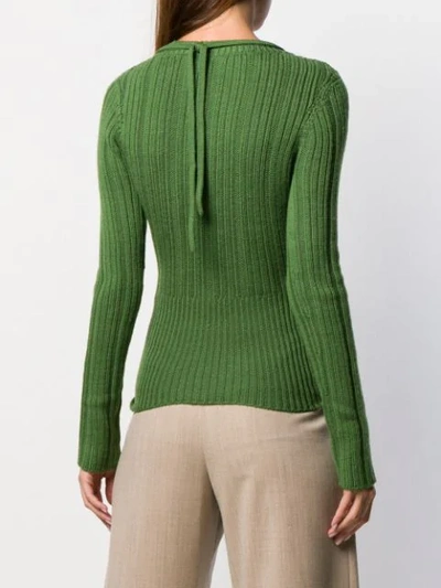 Shop Jacquemus Layered Cable-knit Jumper In Green