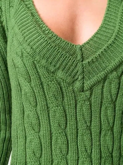 Shop Jacquemus Layered Cable-knit Jumper In Green