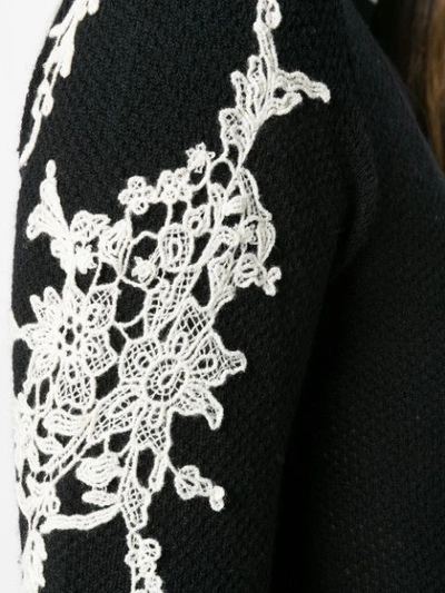 Shop Ermanno Scervino Floral Lace Turtle Neck Sweater - Black
