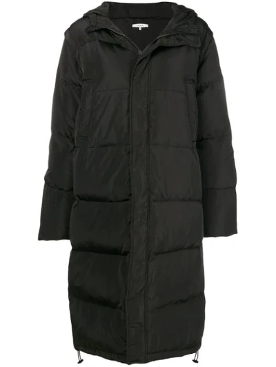 Shop Ganni Hooded Puffer Coat In Black