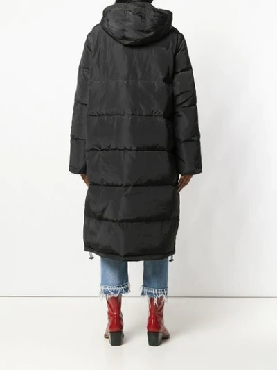 Shop Ganni Hooded Puffer Coat In Black
