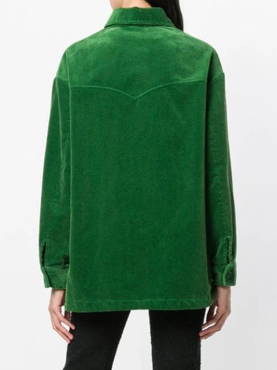 Shop Aspesi Corduroy Oversized Shirt Jacket - Green