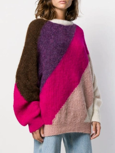 Circus Hotel Diagonal Stripe Oversized Jumper In Mix91  Sunset