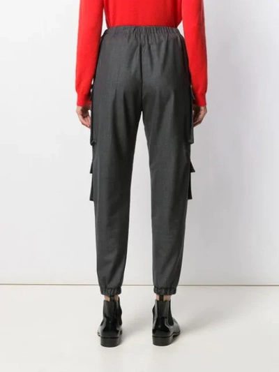 Shop Prada Check Tapered Trousers In Grey