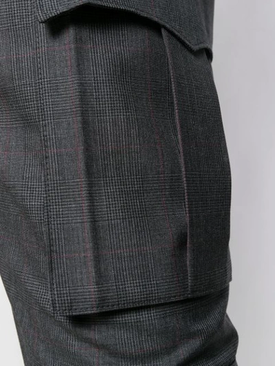 Shop Prada Check Tapered Trousers In Grey