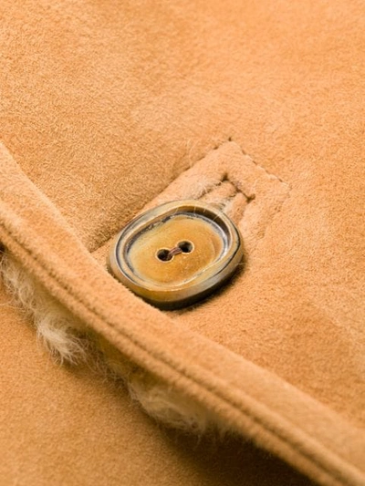 Shop Marni Shearling Button-up Short Coat In Neutrals