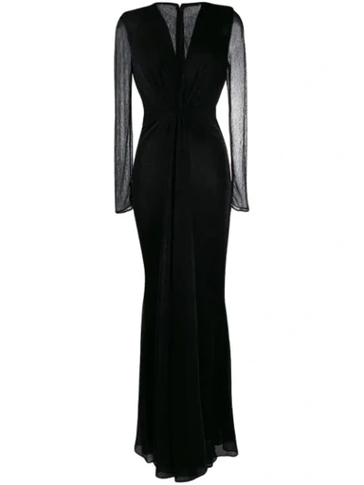 Shop Talbot Runhof Metallic Voile Long Dress In Black