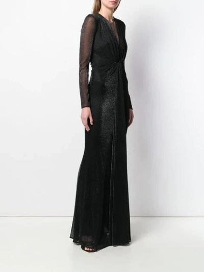 Shop Talbot Runhof Metallic Voile Long Dress In Black